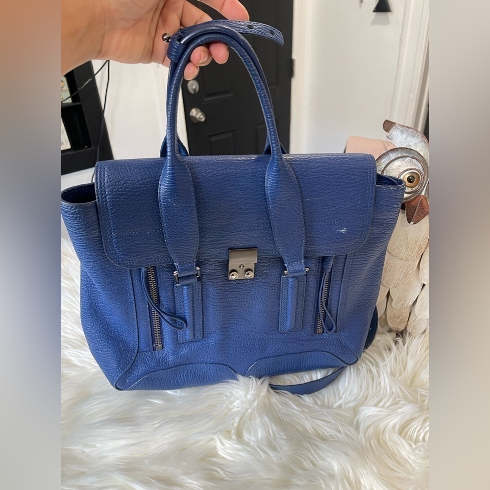 3.1 Phillip Lim Pashli Medium Calfskin Leather Satchel Royal Blue